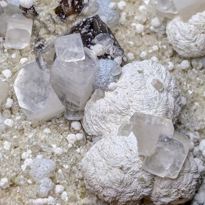Prehnite, calcite, Pohna, India, 409 grams