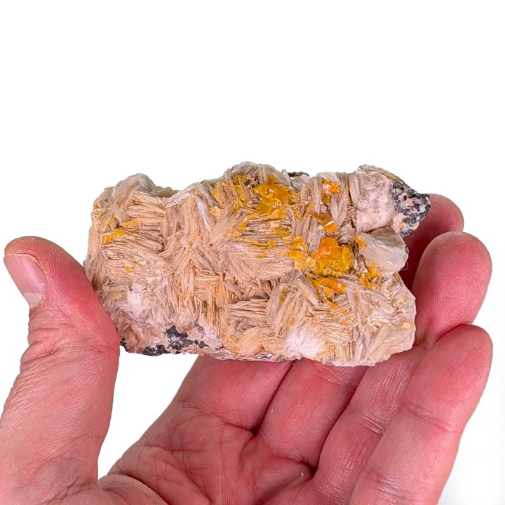 Wulfénite, baryte, mine Les Dalles, Maroc, 263 grammes