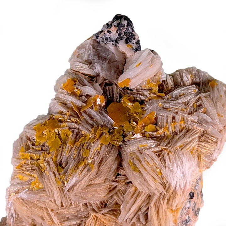 Wulfénite, baryte, mine Les Dalles, Maroc, 263 grammes