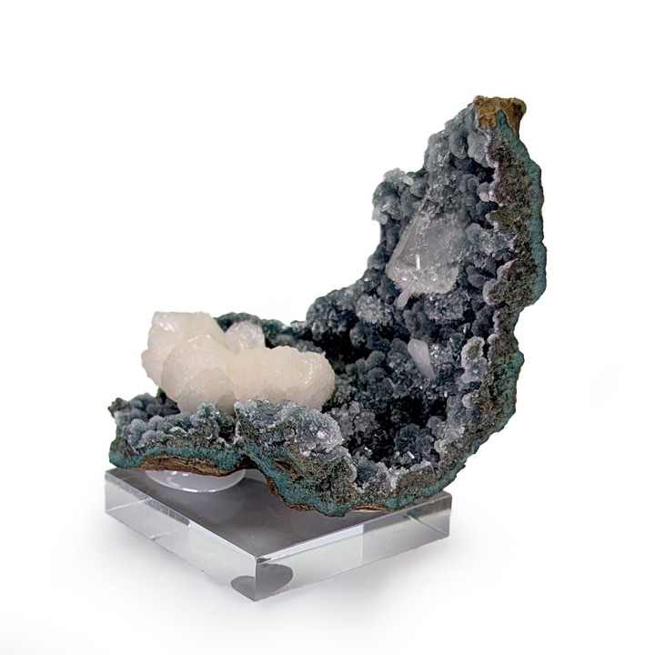 Stilbite, calcédoine, apophyllite, Jalgaon, Inde, 143 grammes