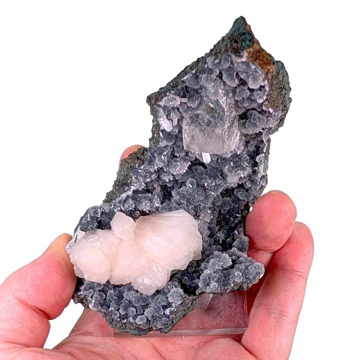 Stilbite, calcédoine, apophyllite, Jalgaon, Inde, 143 grammes