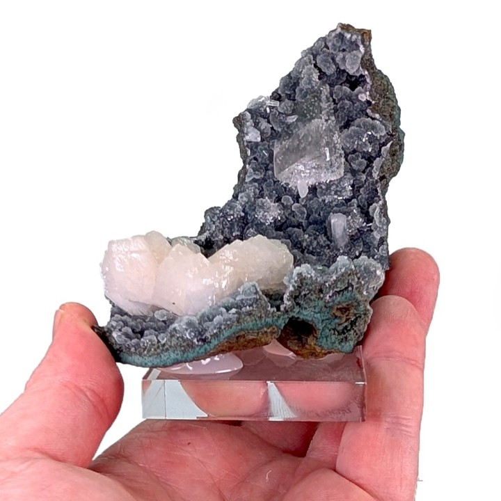 Stilbite, calcédoine, apophyllite, Jalgaon, Inde, 143 grammes