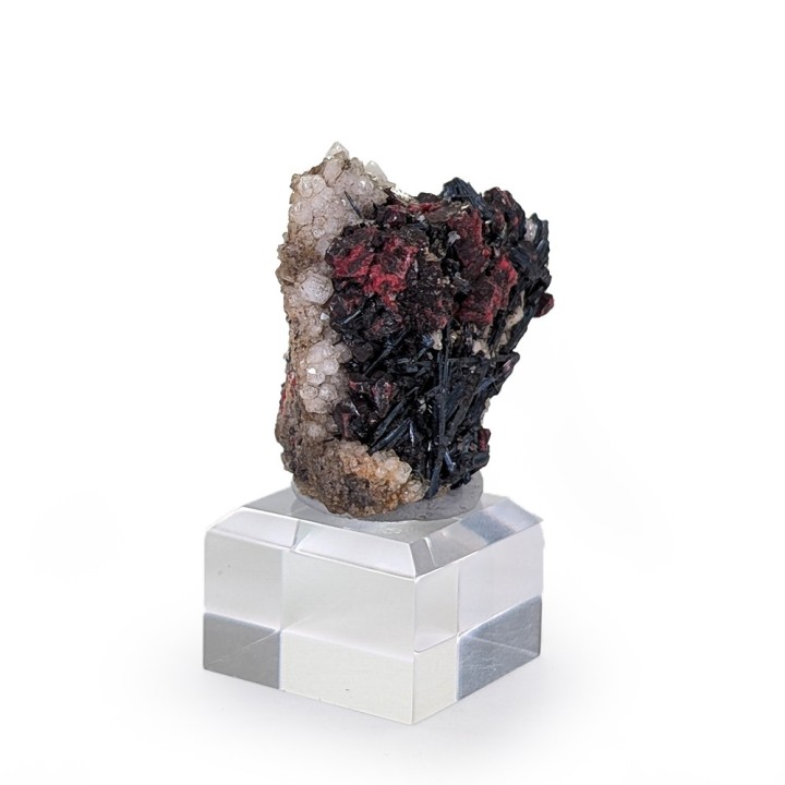 Cinnabar, stibnite, Nikitovka, Ukraine, 3.3 cm