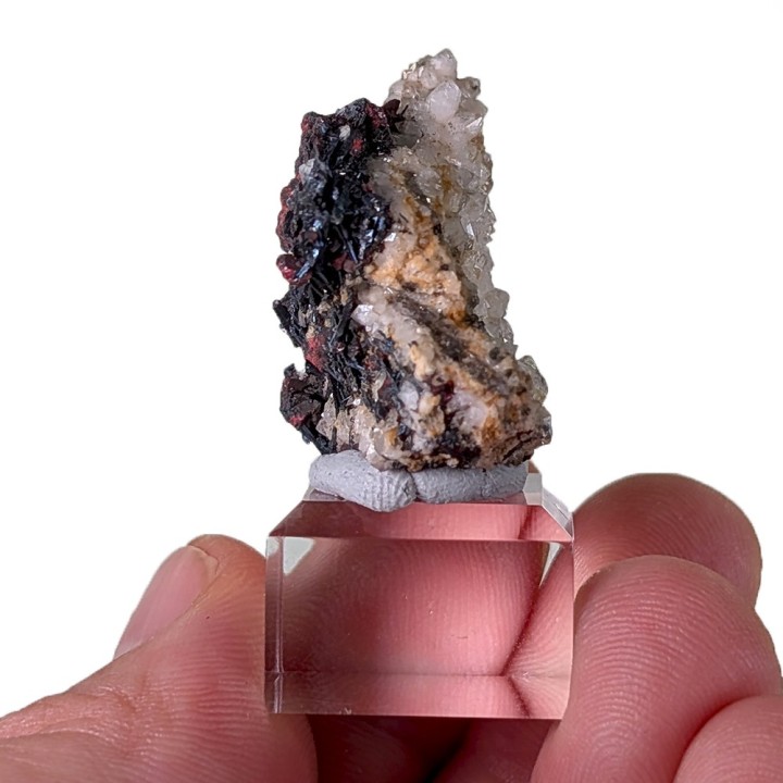 Cinnabar, stibnite, Nikitovka, Ukraine, 3.3 cm