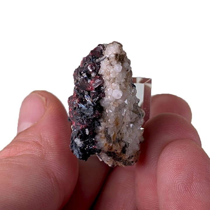 Cinnabar, stibnite, Nikitovka, Ukraine, 3.3 cm