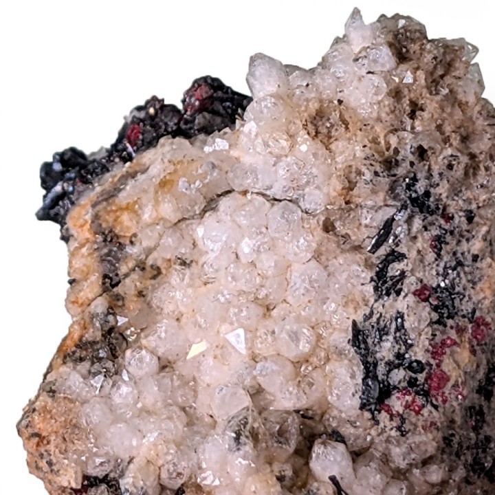 Cinnabar, stibnite, Nikitovka, Ukraine, 3.3 cm