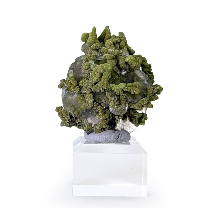 Mottramite, calcite, Mine de Tsumeb, Namibie, 3 cm