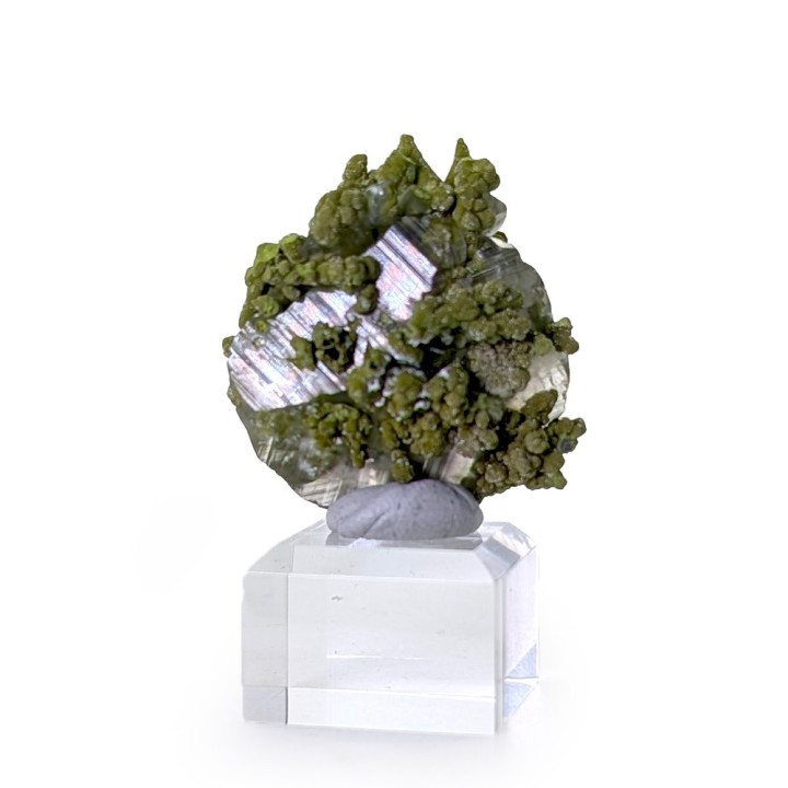 Mottramite, calcite, Mine de Tsumeb, Namibie, 3 cm