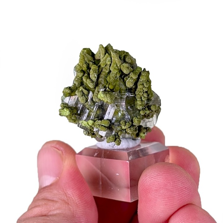 Mottramite, calcite, Mine de Tsumeb, Namibie, 3 cm