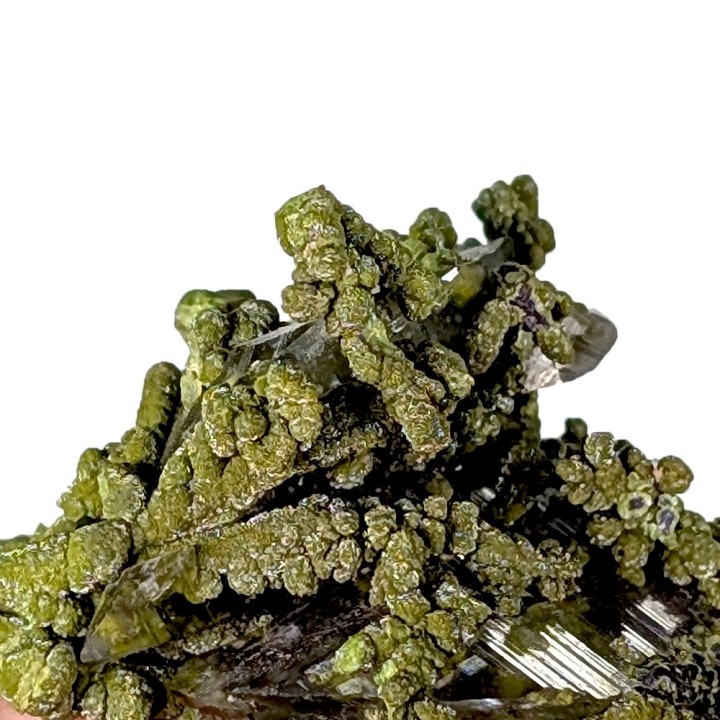 Mottramite, calcite, Mine de Tsumeb, Namibie, 3 cm