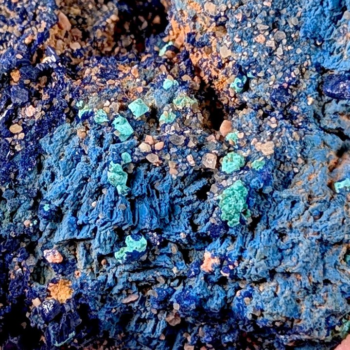 Azurite, cuprite, malachite, Chessy Mine, France, 83 grams